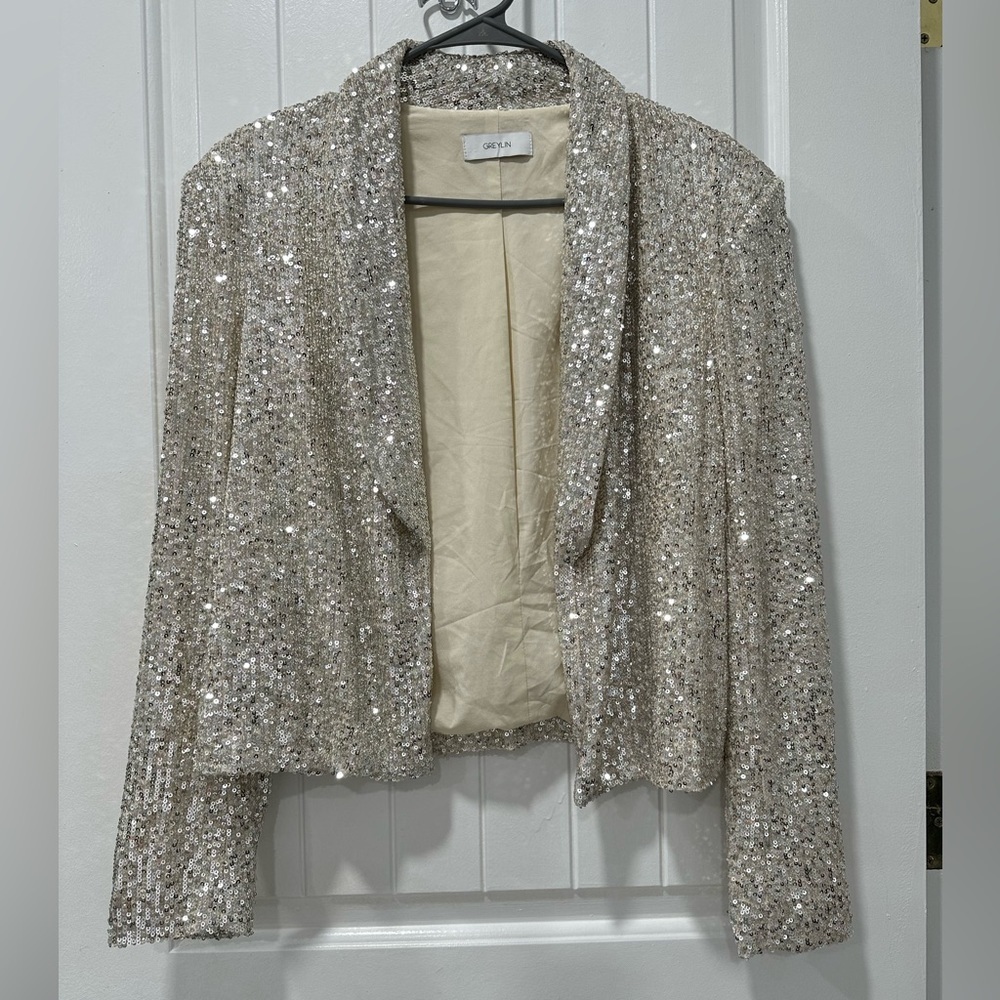 Greylin Silver Sequined Blazer